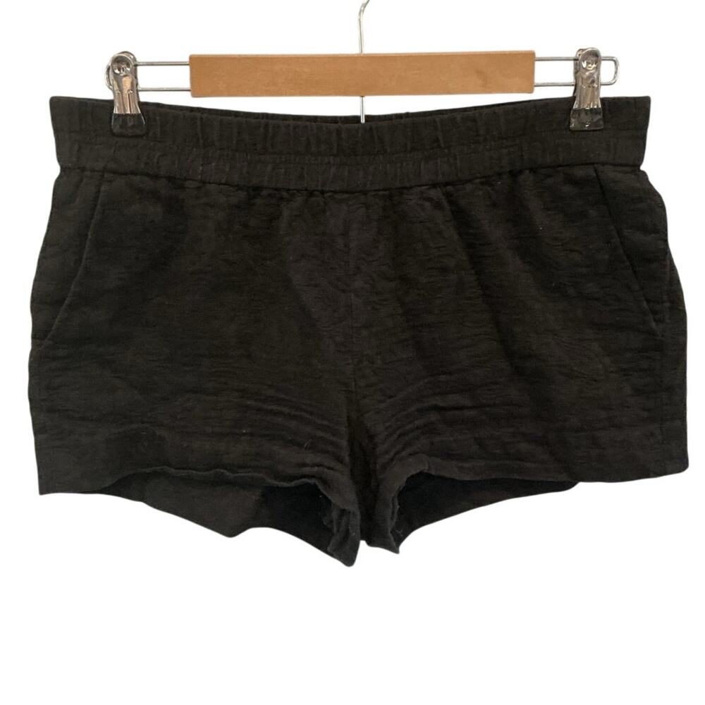 J Crew Womens Pull On Textured Cotton Shorts Size 8 Black Preppy Casual Summer